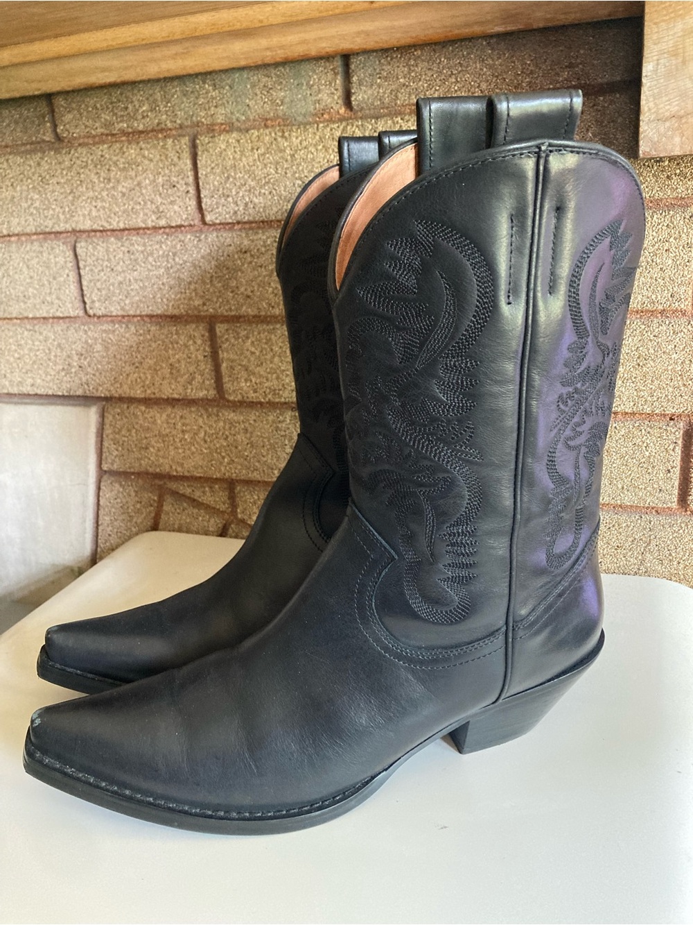 Jeffrey Campbell Daggert Cowboy Boots Black Leather Women's Size 9 - Picture 4 of 11